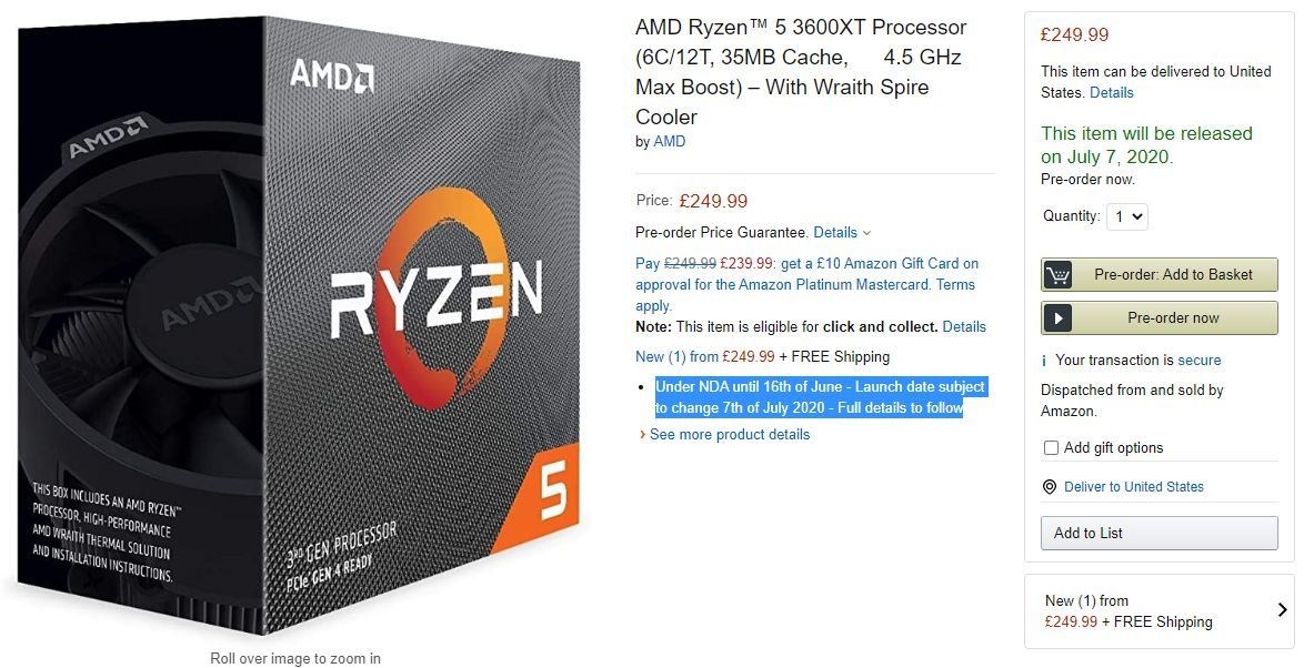 AMD Ryzen XT işlemciler Amazon’da listelendi: Çıkış tarihi paylaşıldı