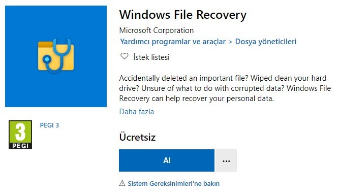 Microsoft Store üzerinde yeni Windows Dosya Kurtarma aracı kullanıma sunuldu
