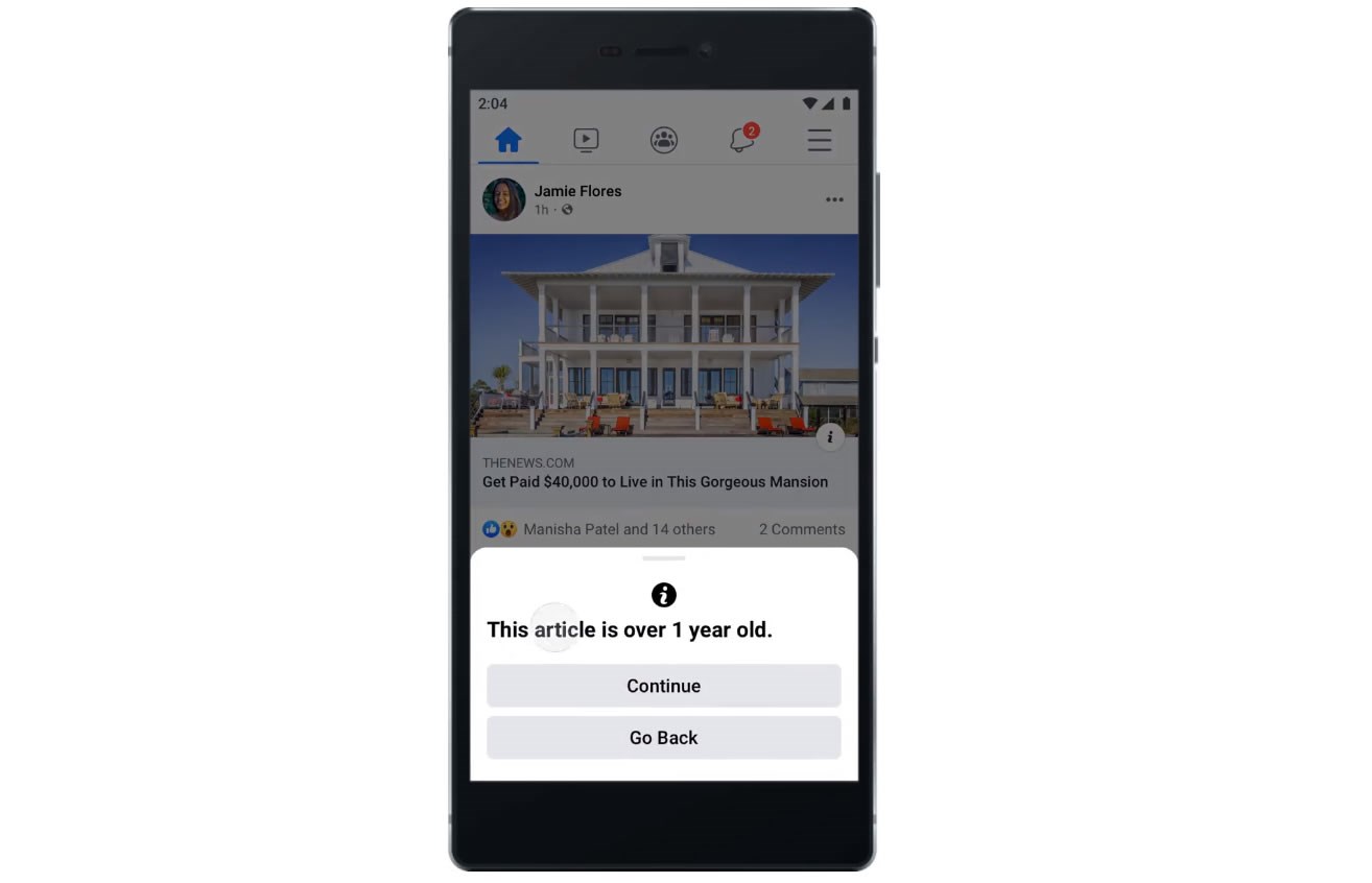 Facebook, eski haber paylaşan kullanıcıları uyaracak