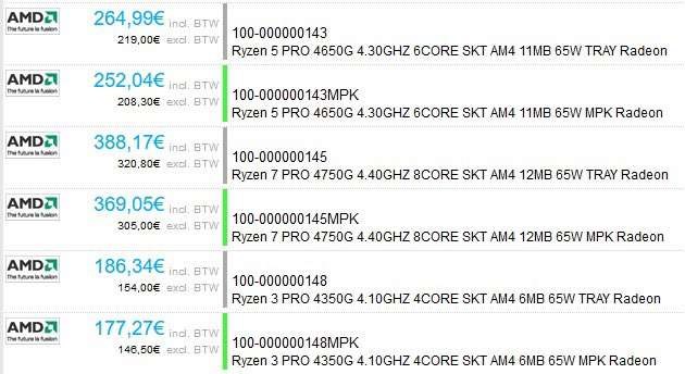 Ryzen Pro 4000G işlemcilerinin fiyatı listelendi