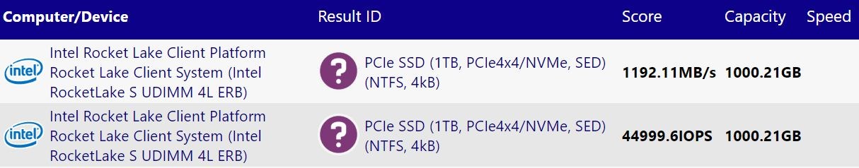 PCIe 4.0 SSD ile çalışan Rocket Lake işlemcisi gün yüzüne çıktı