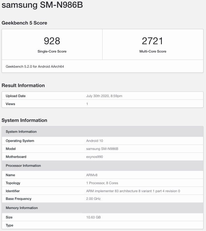 Türkiye'de satılacak Galaxy Note 20 Ultra performans testinden geçti