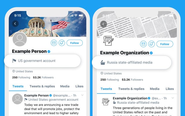 Twitter'a devlet yetkilileri ve hükümet destekli hesaplar için yeni etiketler geliyor