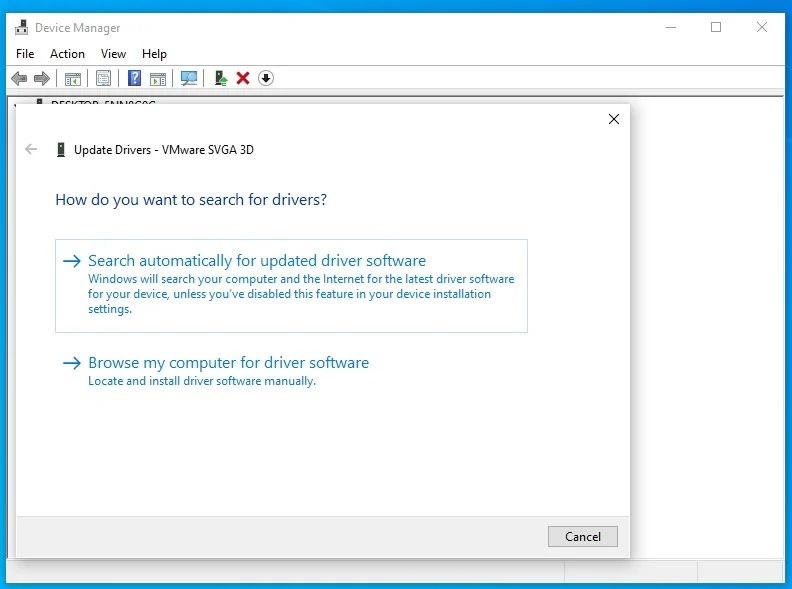 Windows 10’un aygıt yöneticisi üzerinden sürücü indirilemeyecek