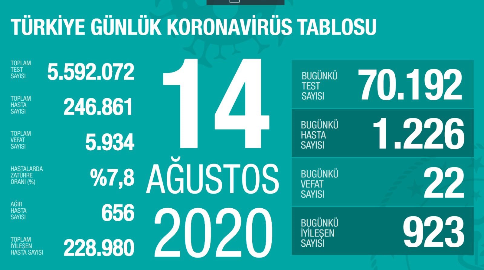 Vaka sayısı 1200'lerde seyretmeye devam ediyor (14 Ağustos)