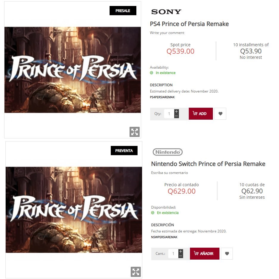 Kasım 2020’de bir Prince of Persia Remake oyununun piyasaya sürüleceği iddia edildi