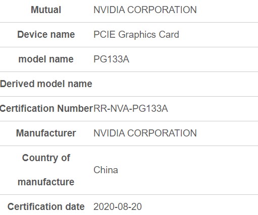 Nvidia’nın PG133A kartı sertifikasyon aşamasında gün yüzüne çıktı