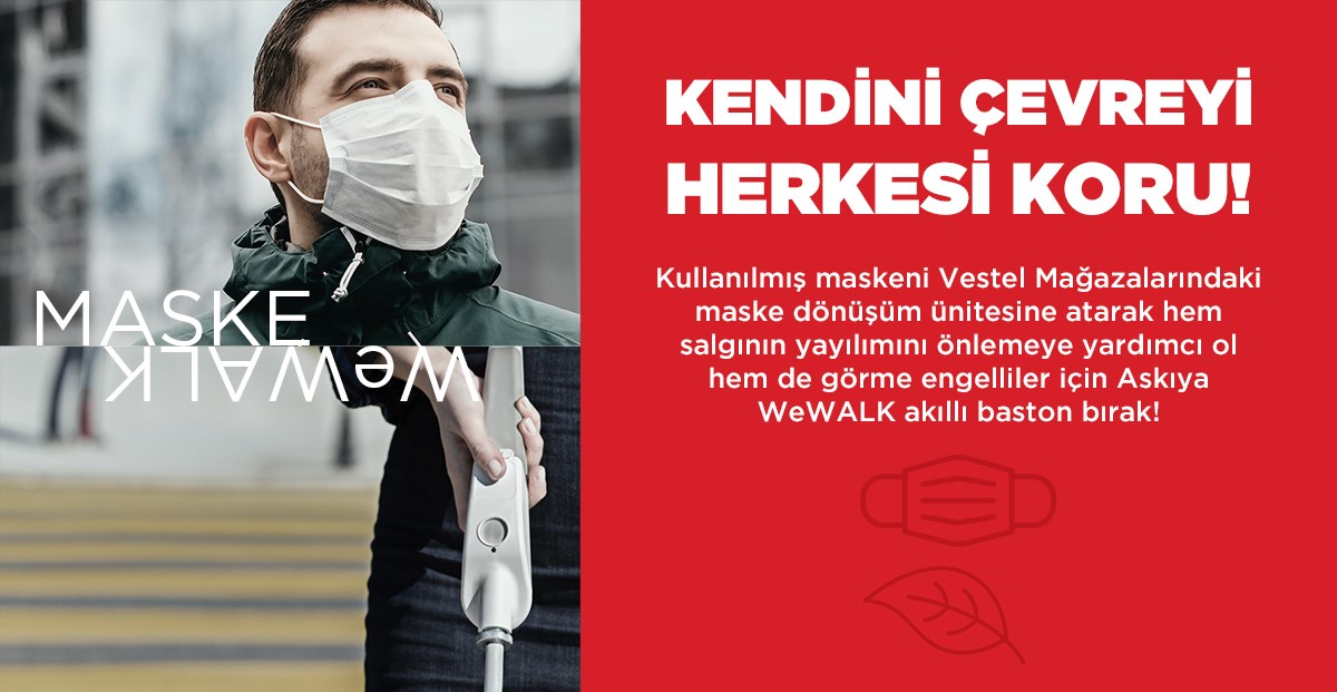 Vestel kullanılmış maskeleri akıllı bastona dönüştürüyor