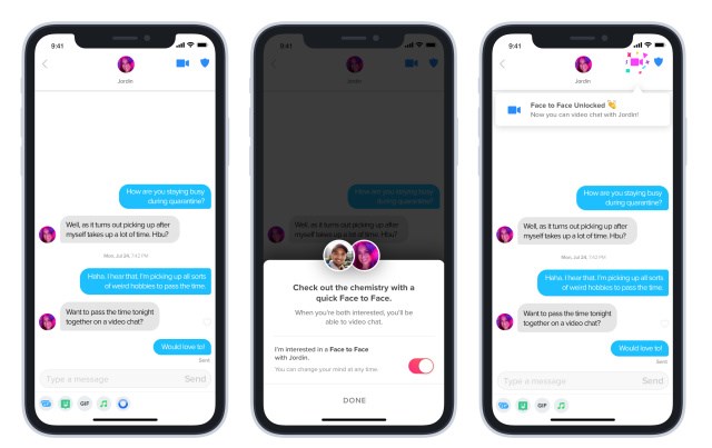 Tinder'da 'Yüz Yüze' video görüşmesi yapmak artık mümkün
