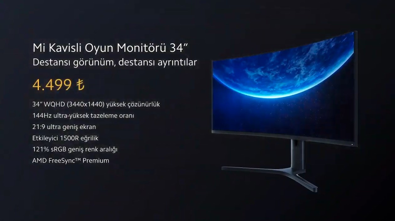 Xiaomi'nin 34 inç kavisli oyun monitörünün Türkiye fiyatı belli oldu