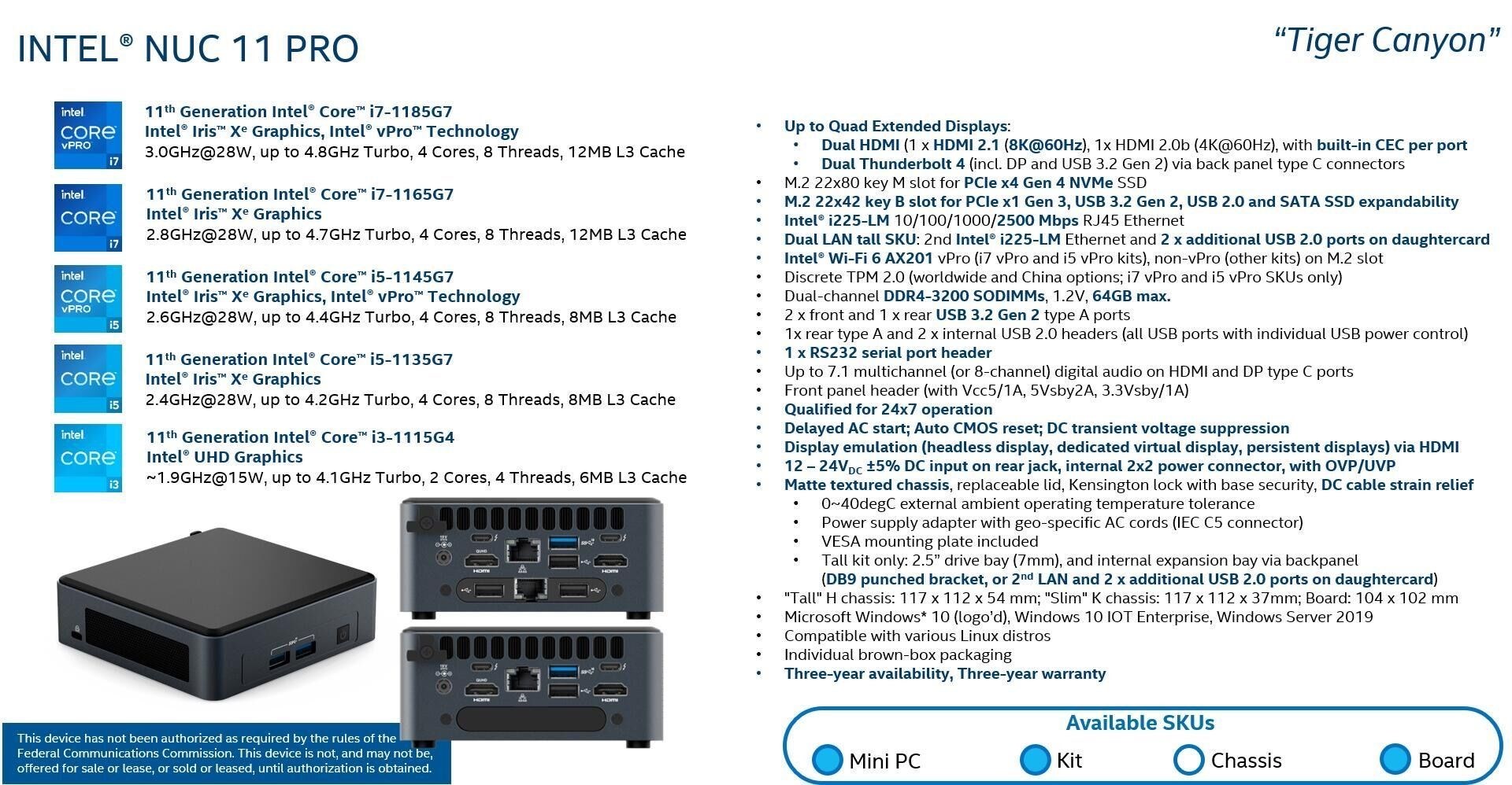 Intel NUC 11 Pro/Perfomance modelleri detaylandı