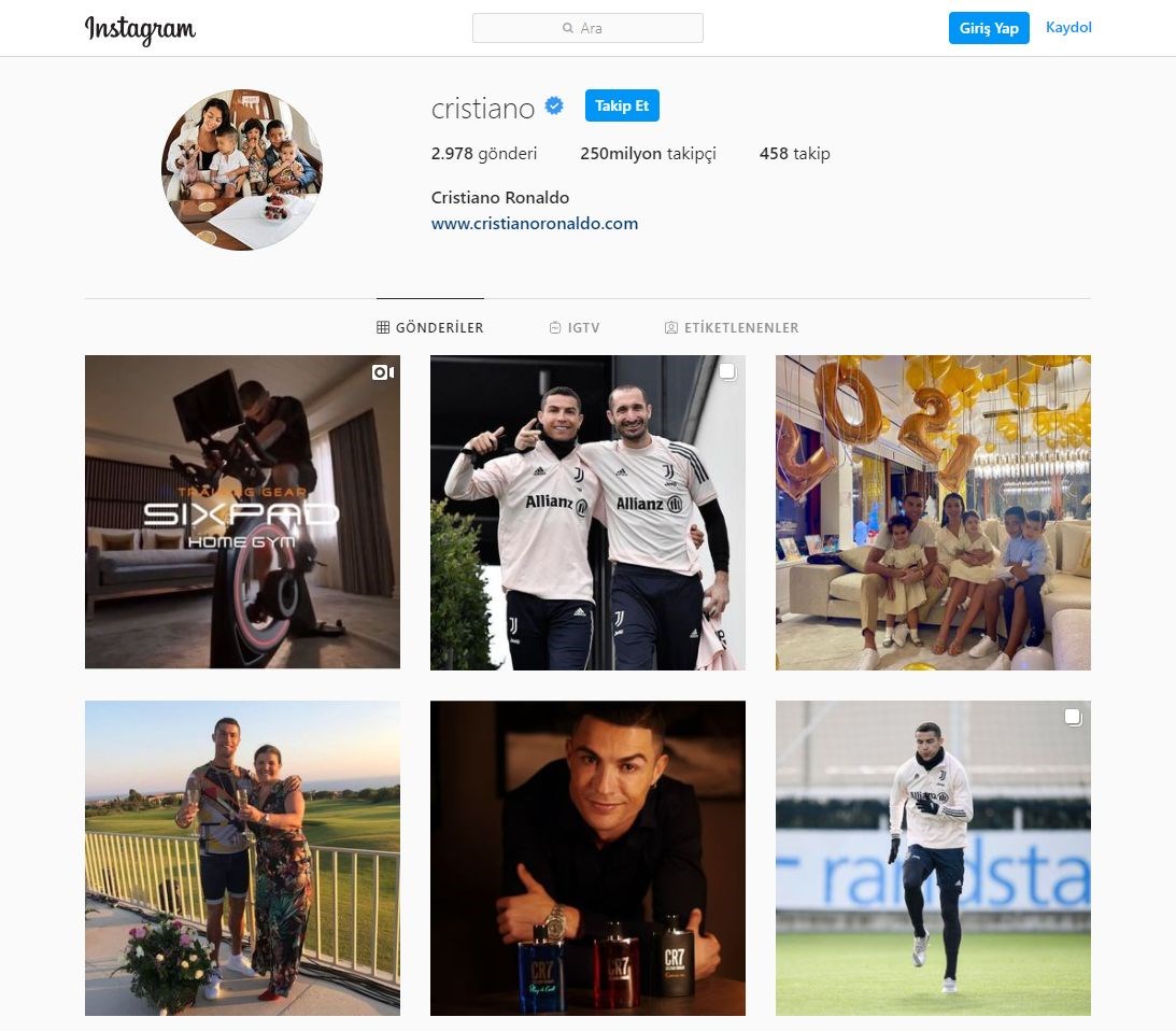 Cristiano Ronaldo, 250 milyon takipçiye ulaşarak Instagram'daki en popüler kişi oldu