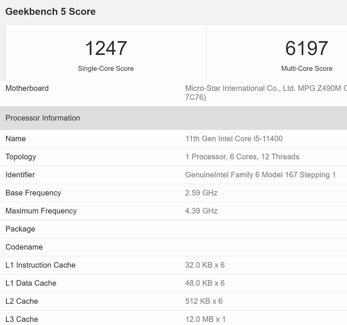 Intel Core i5-11400 Geekbench’te ortaya çıktı