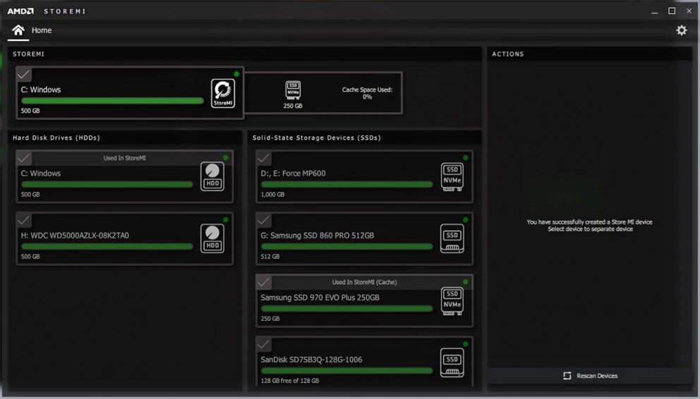 AMD StoreMI’yi Ryzen Threadripper Pro işlemci desteğiyle ve yeni özellikle güncellendi