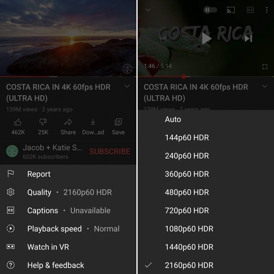 YouTube'un Android uygulamasına tüm cihazlar için 4K video oynatma desteği geldi