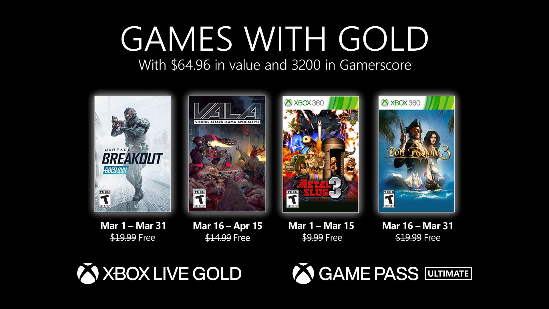 Xbox Live Gold üyelerine Mart ayında verilecek ücretsiz oyunlar belli oldu