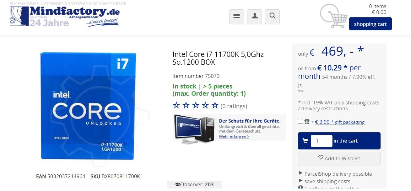 Intel Core i7-11700K detaylanmadan satışa sunuldu