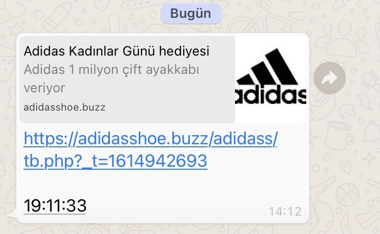 WhatsApp'ta Adidas virüsü yayılmaya başladı: Mesajla gelen linke tıklamayın!