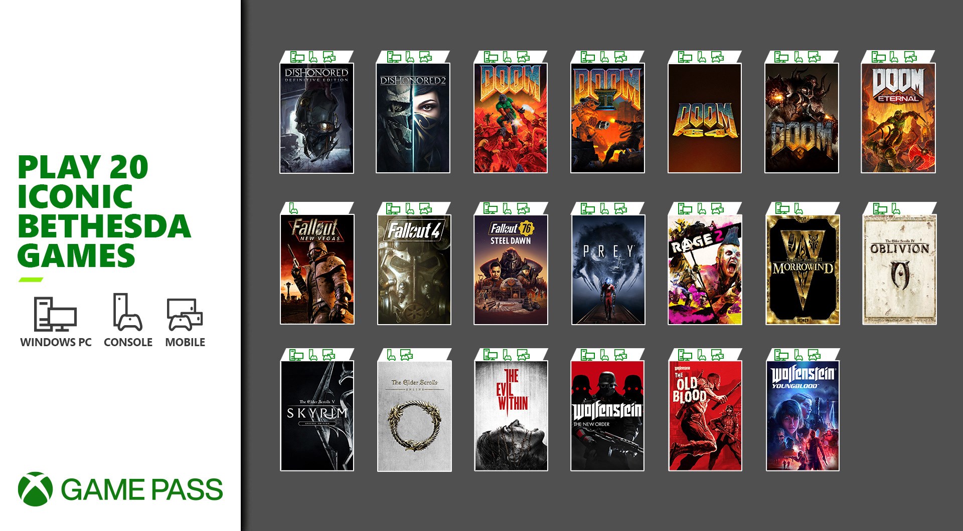 20 farklı Bethesda oyunu 12 Mart'ta Xbox Game Pass'te erişilebilir olacak