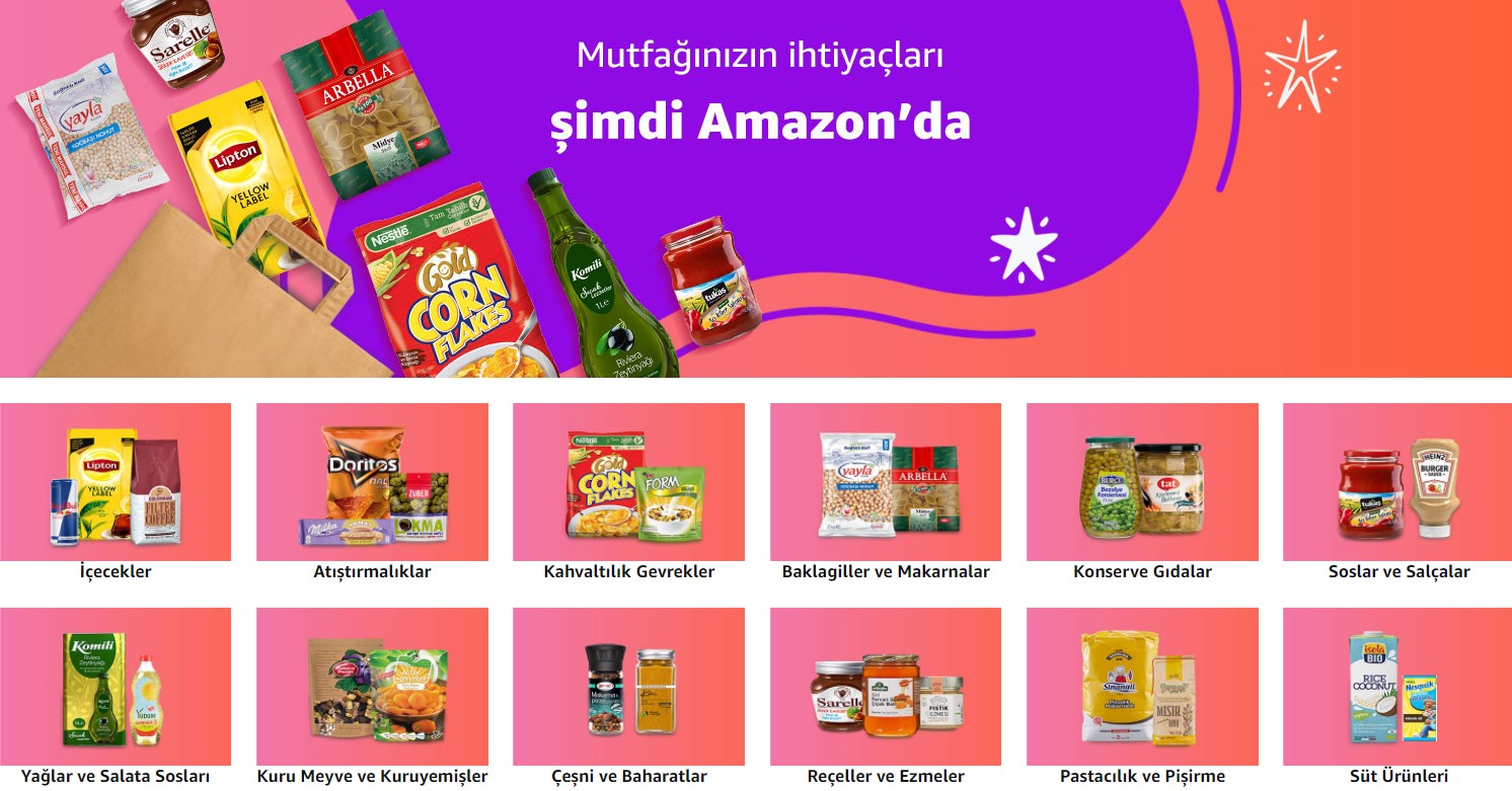 Amazon.com.tr'ye gıda ürünleri eklendi