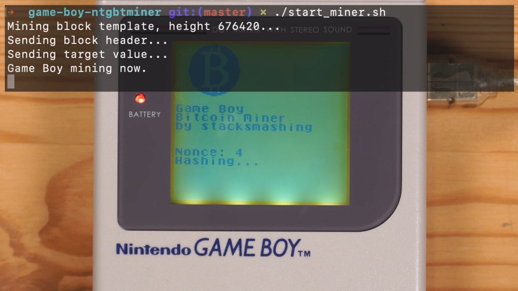 Game Boy ile Bitcoin madenciliği denemesi