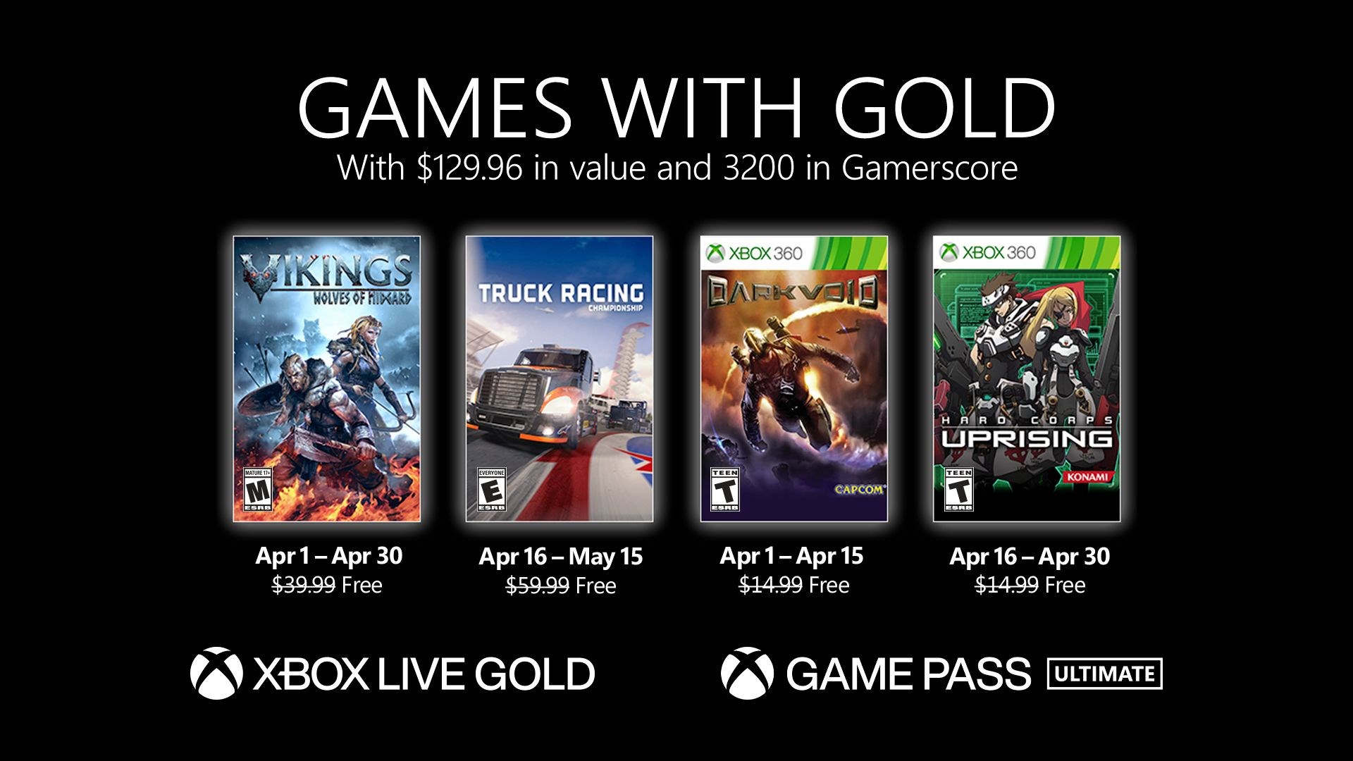 Xbox Live Gold üyelerine Nisan ayında verilecek ücretsiz oyunlar belli oldu