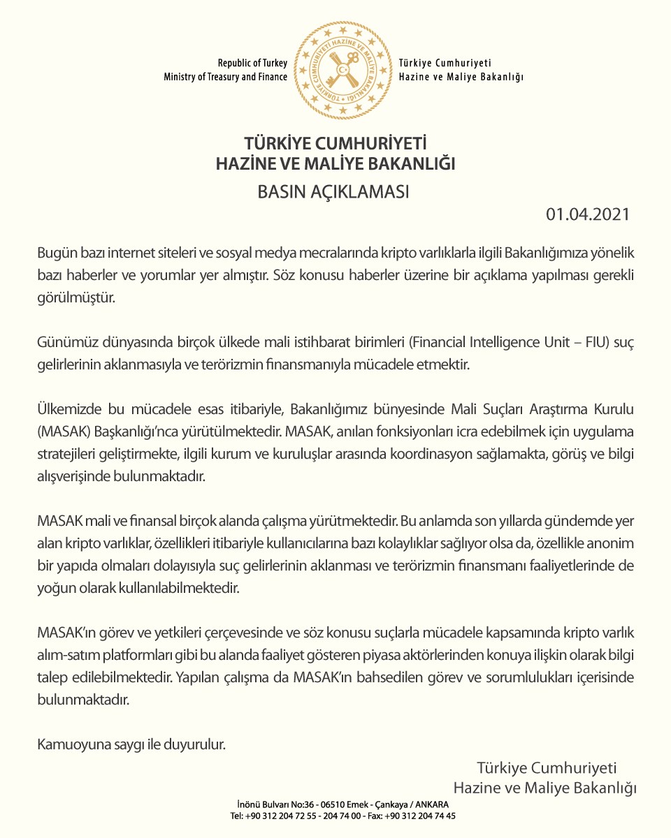 Maliye Bakanlığı, kripto para işlemlerinin takip edildiğini doğruladı