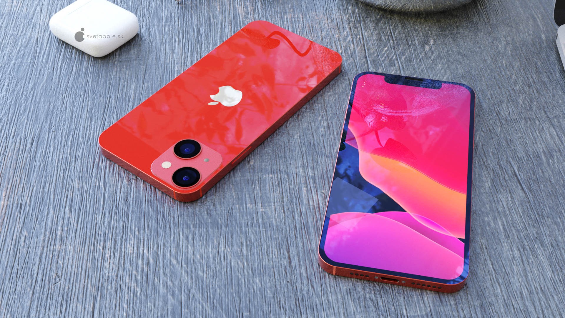 iPhone 13 mini'nin CAD çizimlerini baz alan fotoğraflar