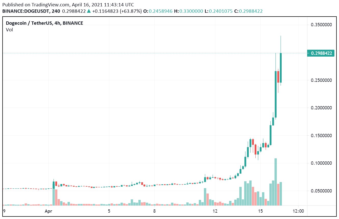 Dogecoin rekor üstüne rekor kırıyor, 4 ayda 30 kat arttı