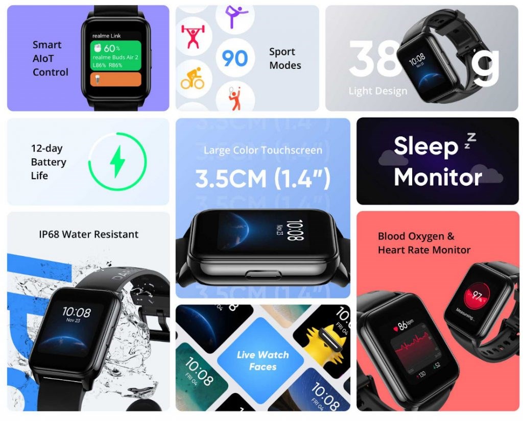 Realme Watch 2 tanıtıldı: SpO2 ölçümü, 90 spor modu ve 12 gün pil ömrü