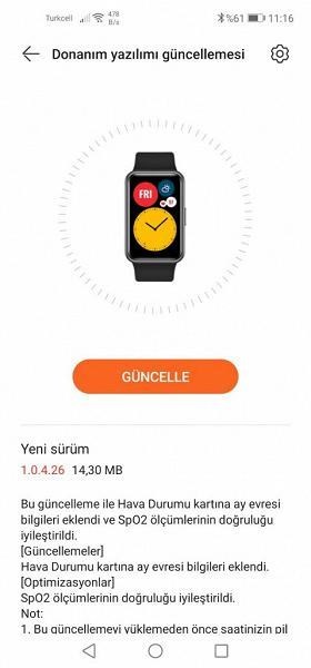 Huawei Watch Fit'e güncelleme geldi: Sp02 ölçümü iyileştirildi