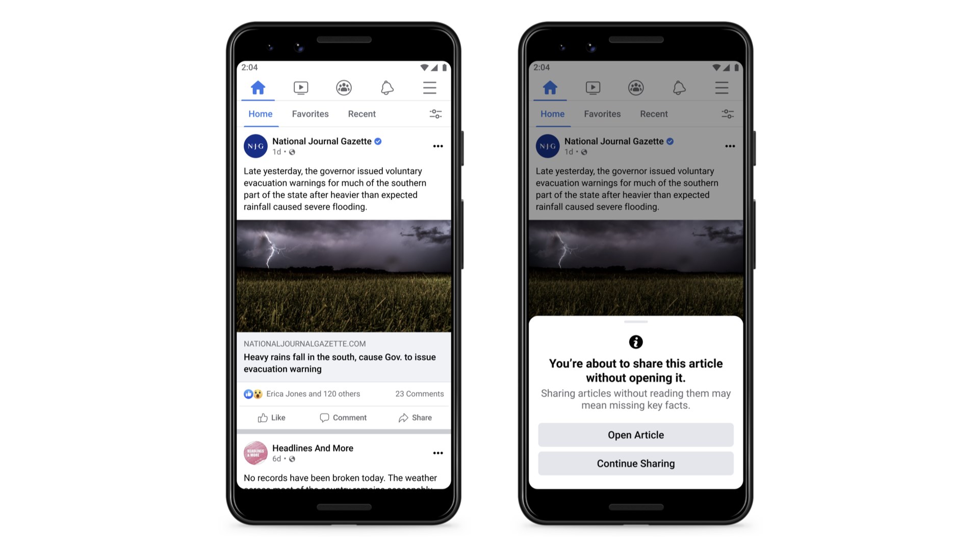 Facebook, 'paylaşmadan önce oku' özelliğini test ediyor