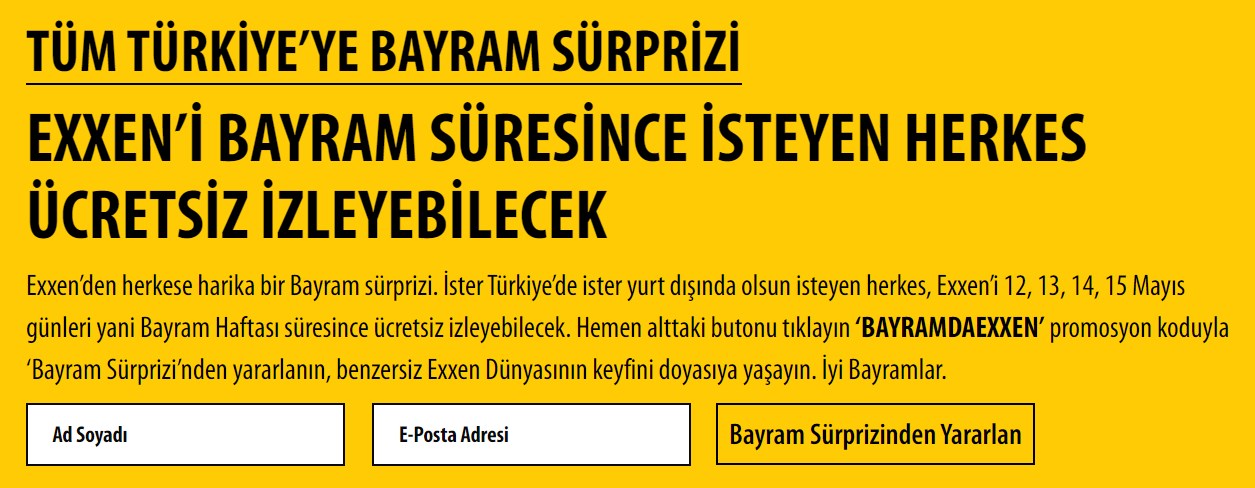 Exxen bayram boyunca ücretsiz!