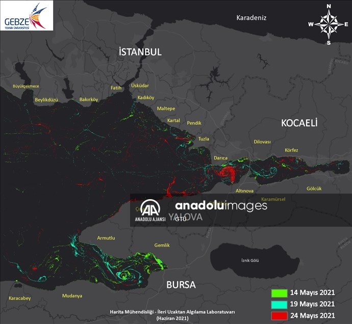 Marmara Denizi'ndeki müsilajın yoğunluk haritası oluşturuldu