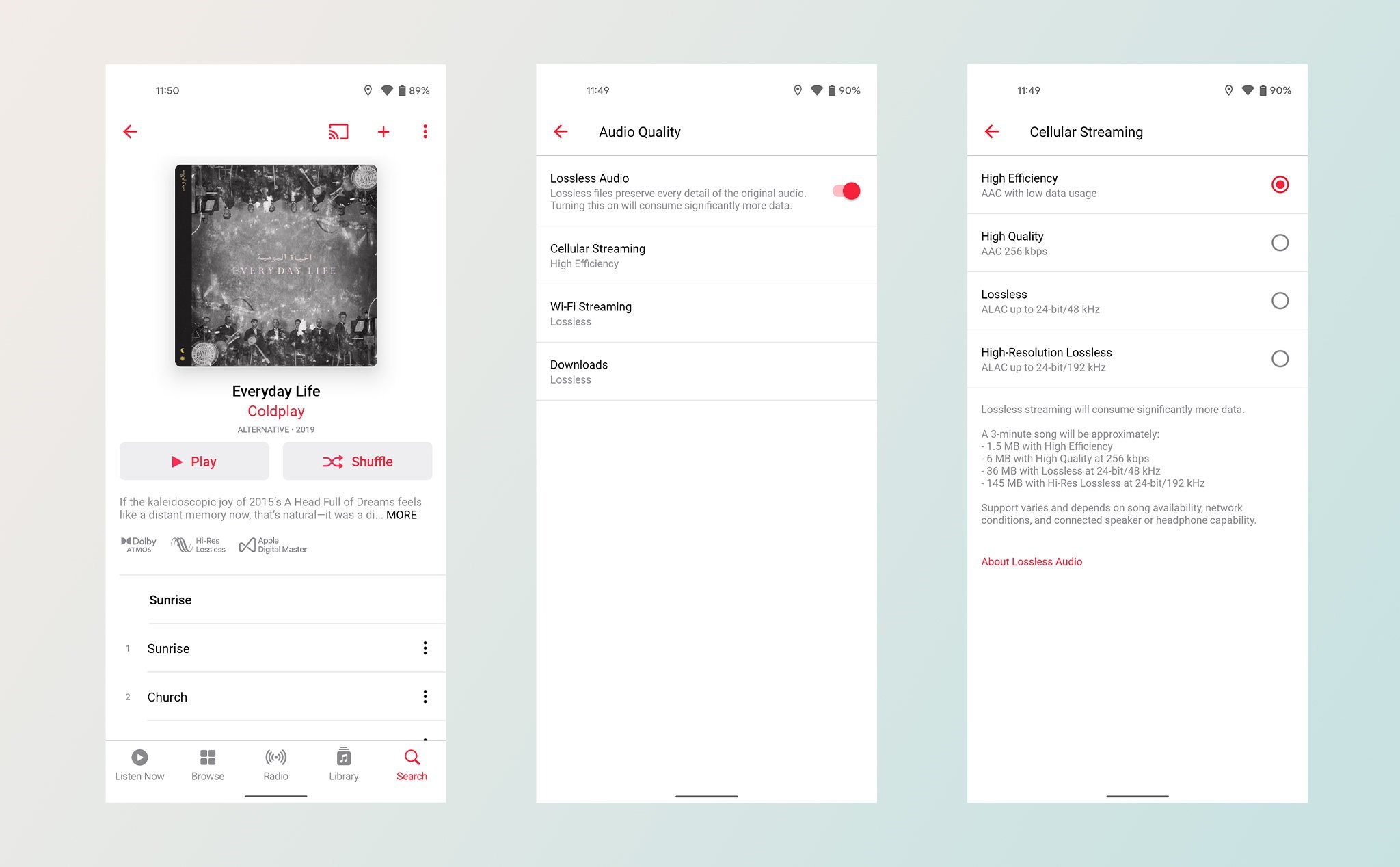 Apple Music'in Android uygulamasına Uzamsal ve Kayıpsız Ses desteği geldi