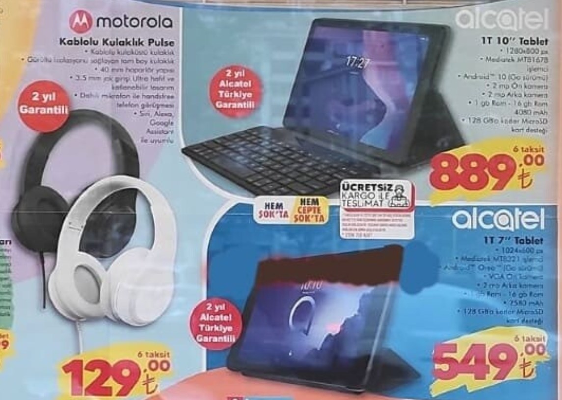 Bu hafta Şok ve A101 aktüel kataloğunda ucuza tablet var