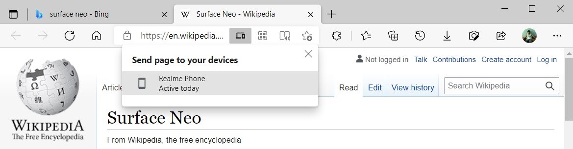 Microsoft Edge'ye cihazlar arası sekme gönderme özelliği geldi