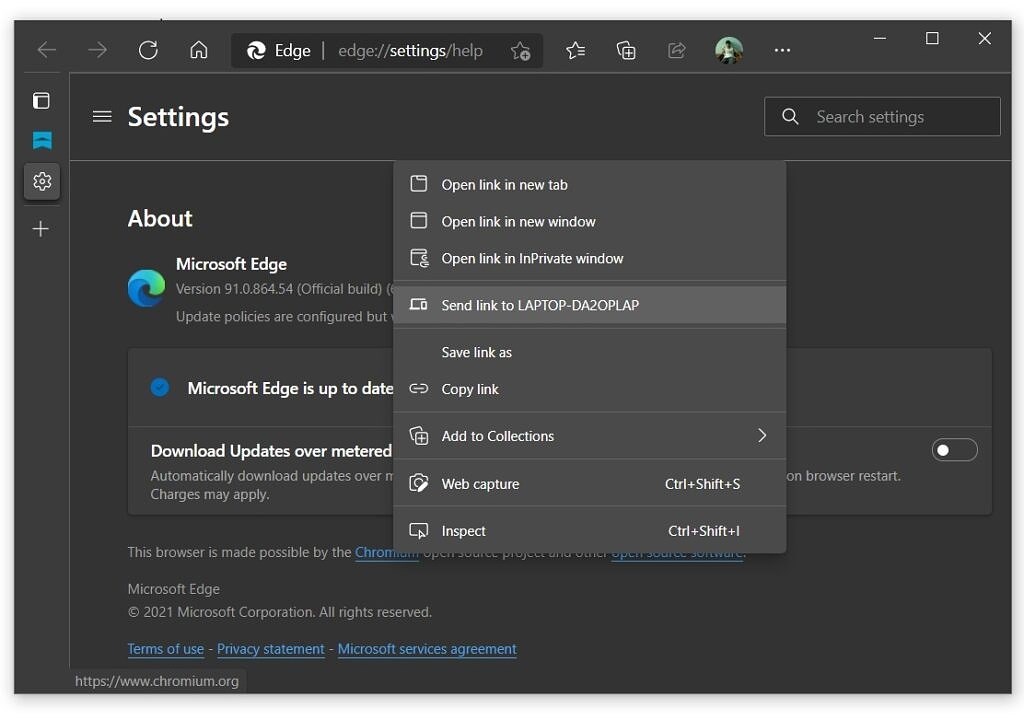 Microsoft Edge'ye cihazlar arası sekme gönderme özelliği geldi