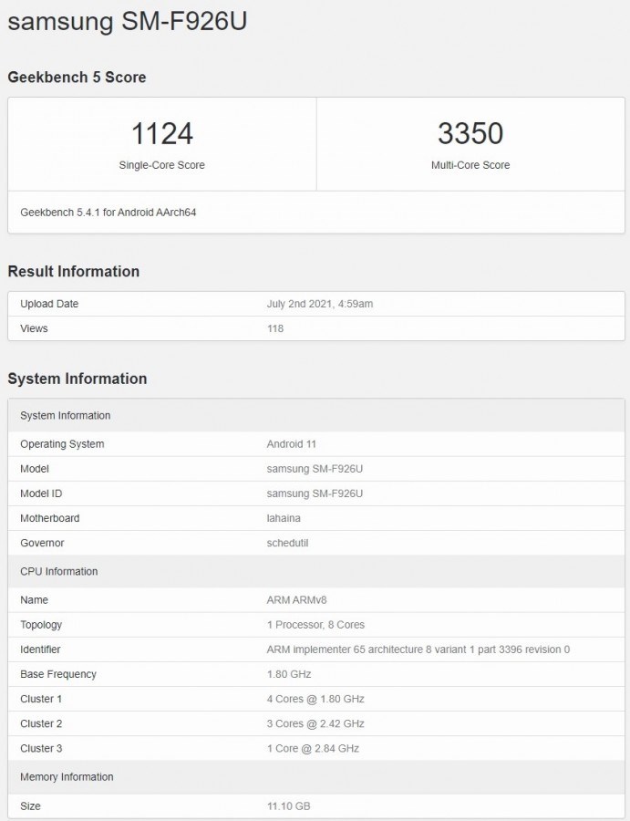 Samsung Galaxy Z Fold 3, Geekbench'te görüldü