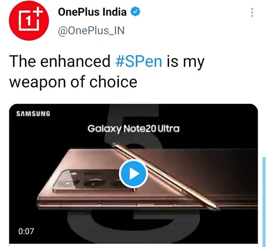 OnePlus yanlışlıkla Samsung Galaxy Note 20 Ultra reklamı yaptı