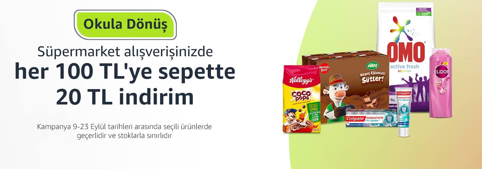 Amazon’da süpermarket ürünlerinde her 100 TL’ye 20 TL’lik indirim