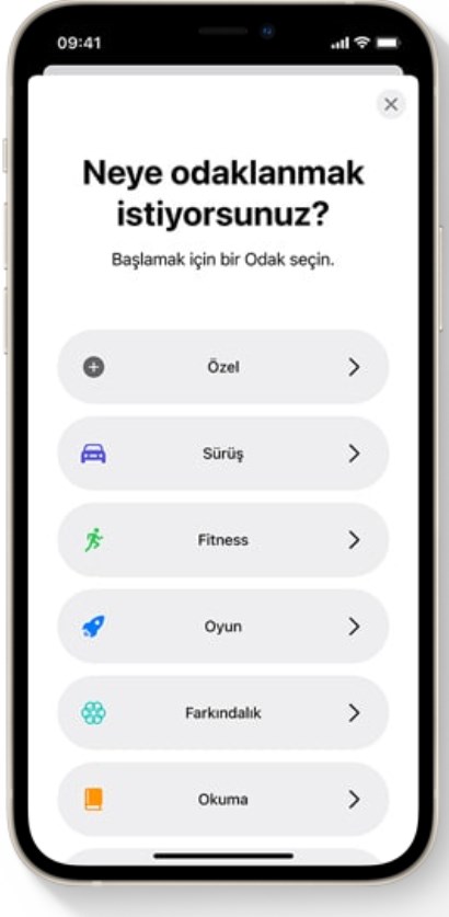 iOS 15 Odak Modu özelliği