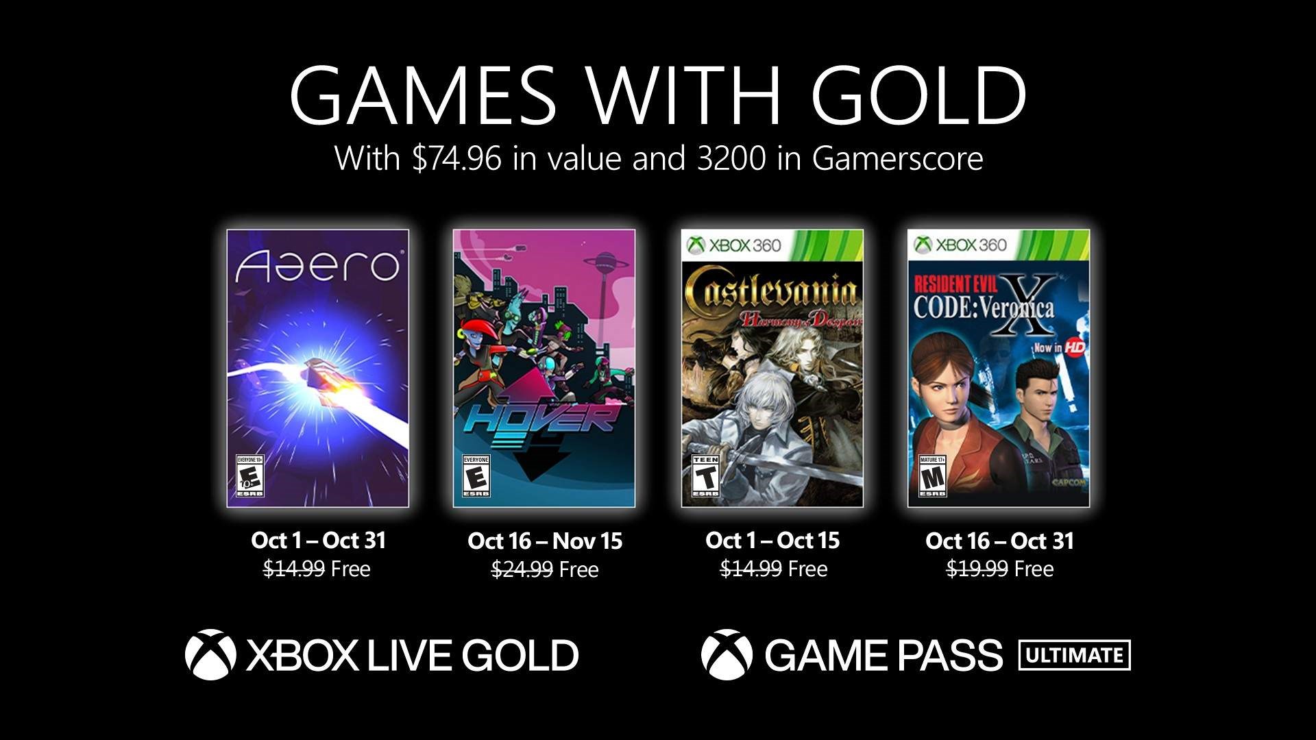 Xbox Live Gold Ekim 2021 oyunları