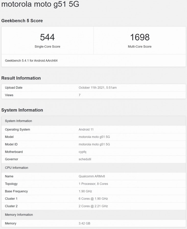 Motorola Moto G51 5G Geekbench'te görüntülendi