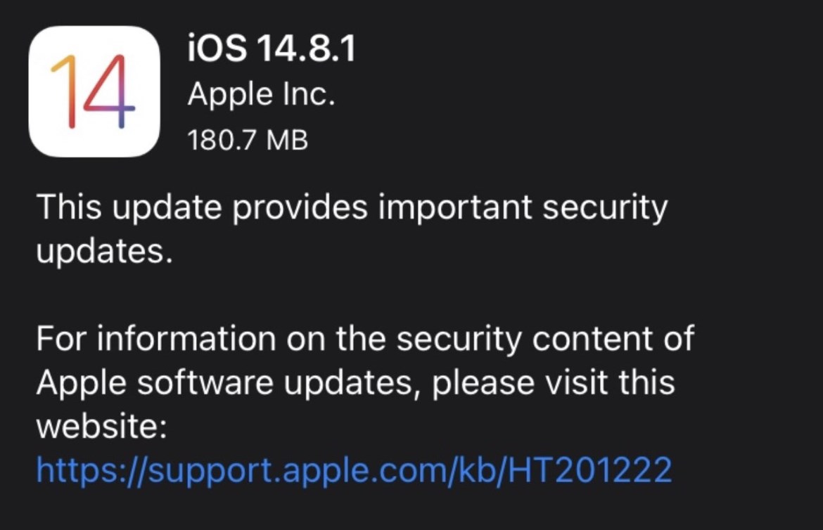 Apple, iOS 15'e geçmeyenler için iOS 14.8.1'i yayınladı