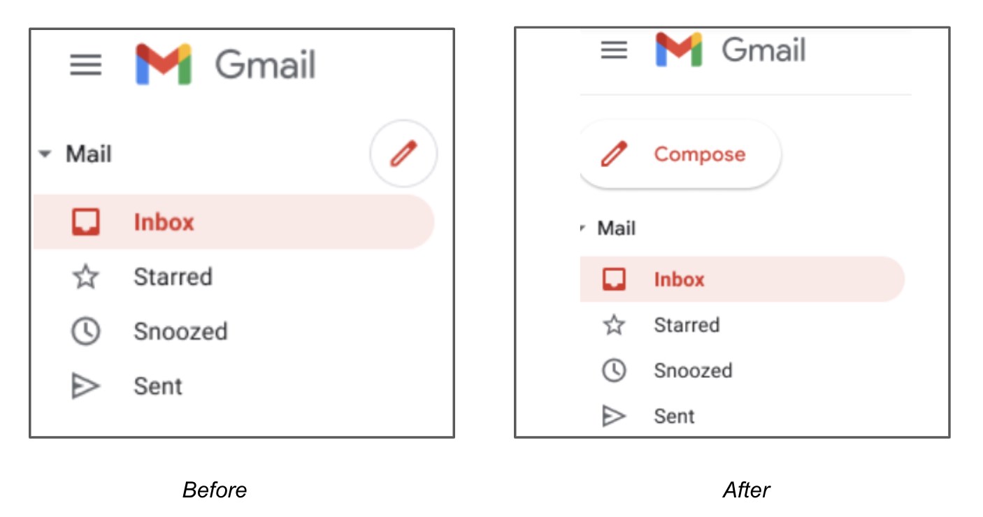 Gmail'in web sürümündeki Oluştur düğmesi eskiye dönüyor