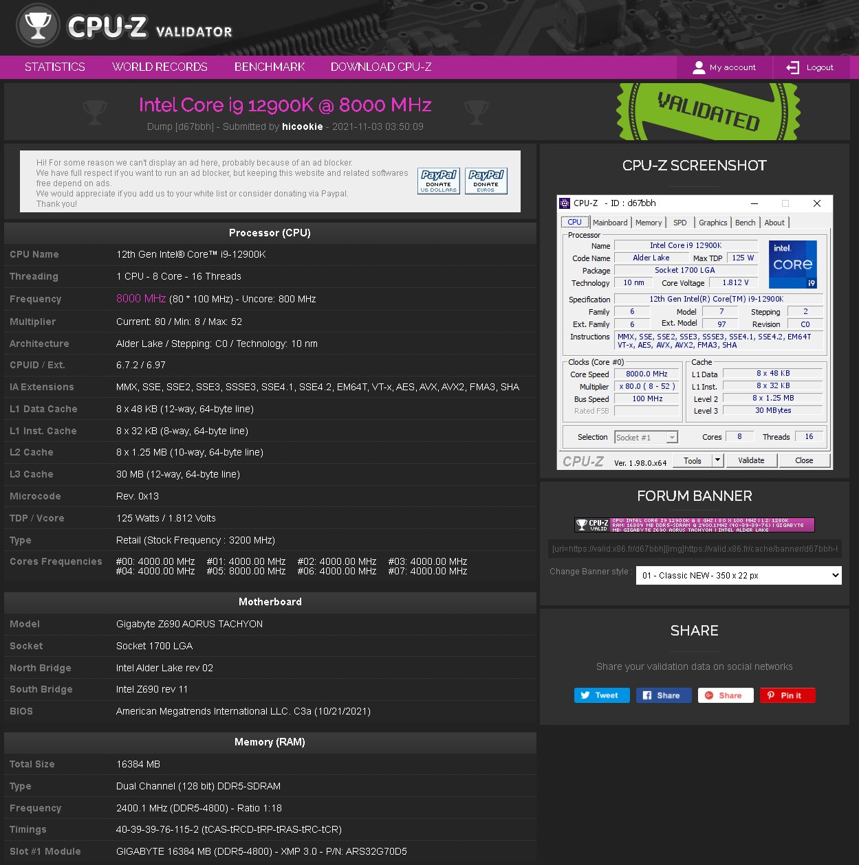 Intel Core i9-12900K yeni bir rekora daha imza attı