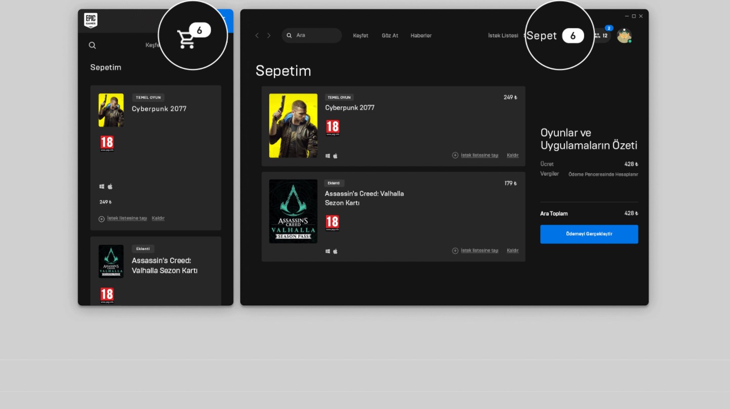 Epic Games'te artık alışveriş sepeti oluşturabilirsiniz