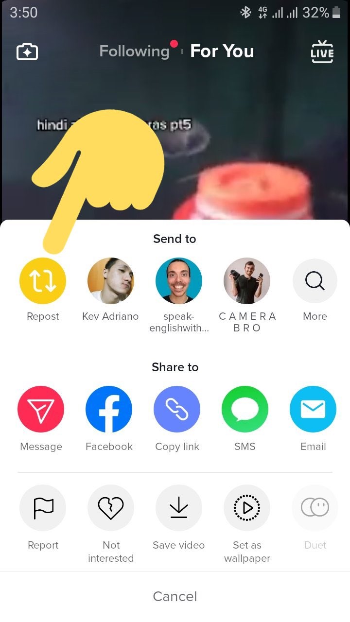 TikTok 'Tekrar paylaş' düğmesini test ediyor