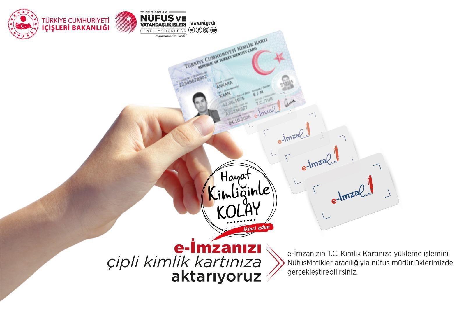 Kimlik kartlarına e-imza yüklemesi bugün başladı